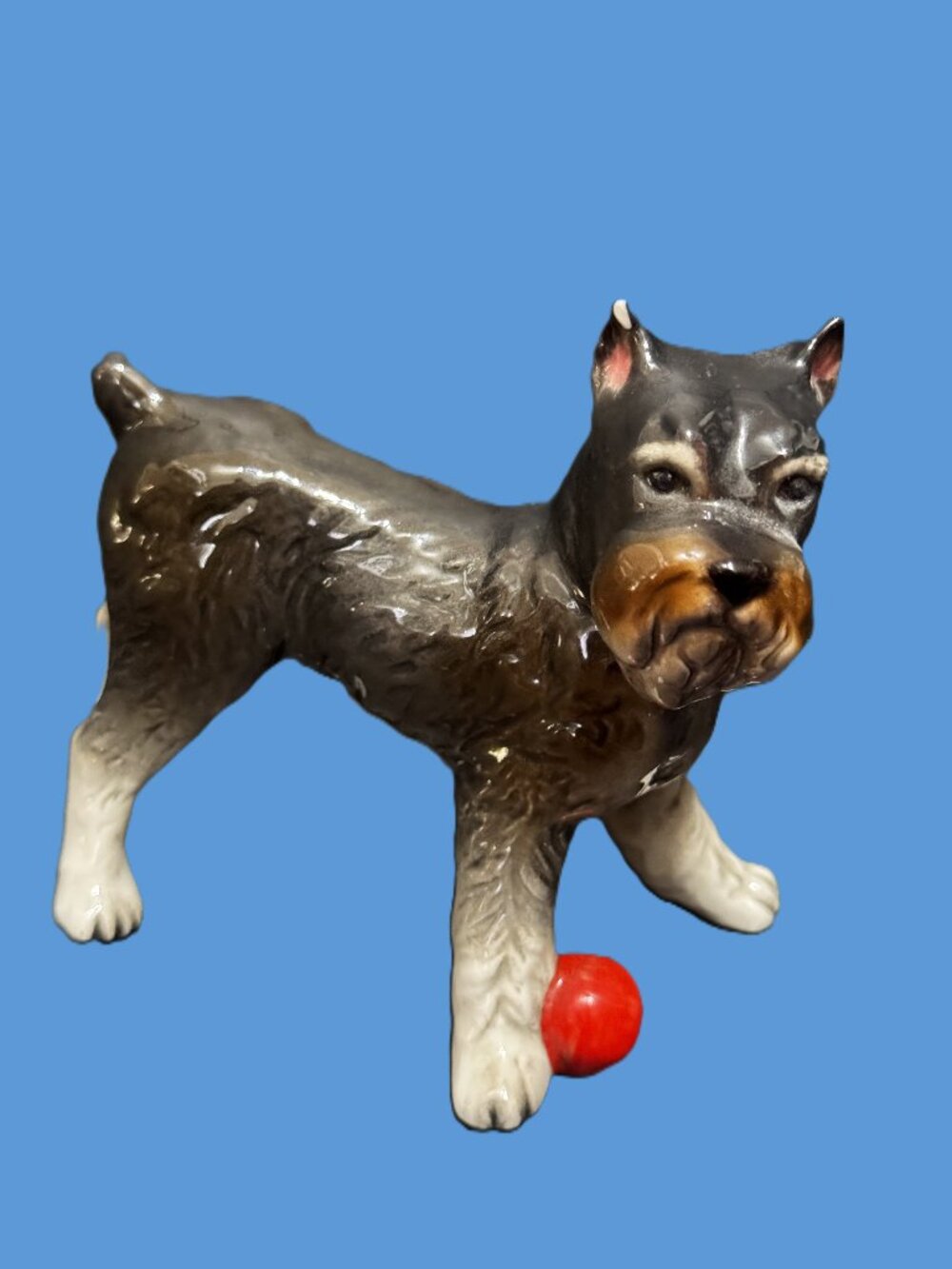 Goebel W. Germany Porcelain Schnauzer Dog Figurine, Vintage Circa 1970-1990s